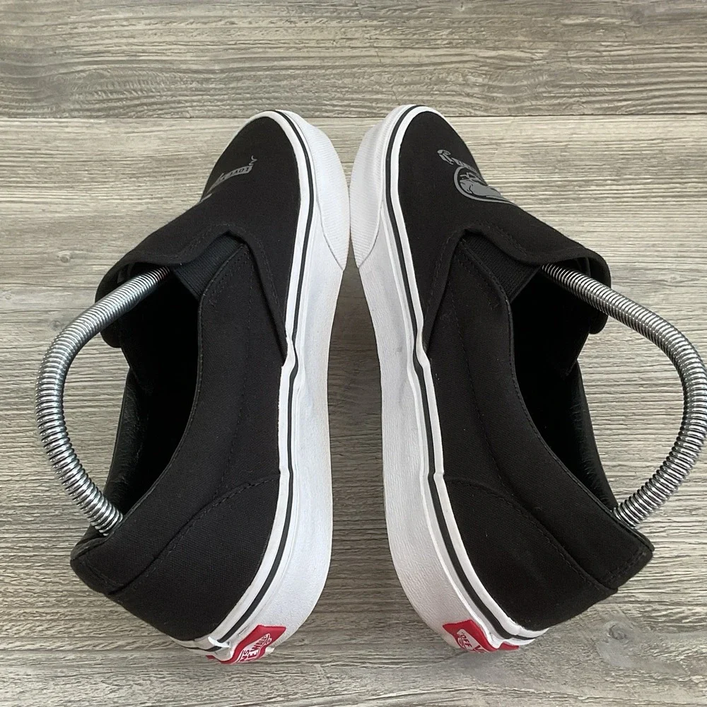 VANS Slip On Love You To Death Black Silver Canvas Shoes Womens Size 10 Mens 8.5